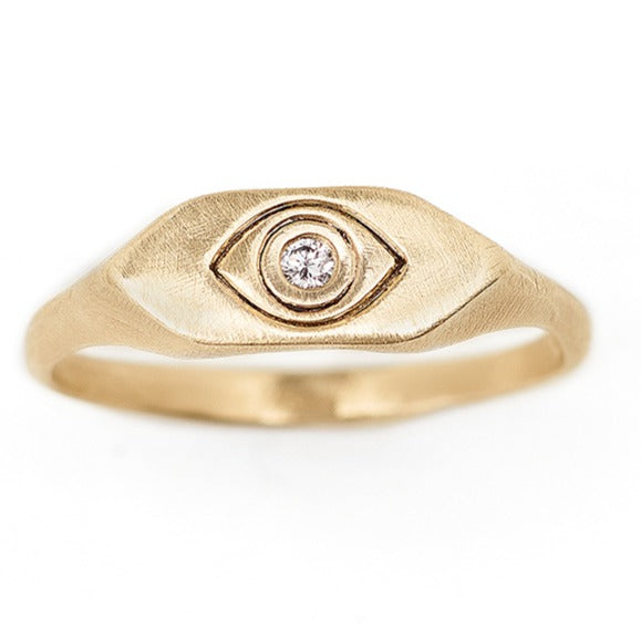 Evil Eye Diamond Signet Ring