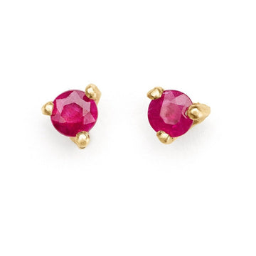 Ruby studs set in 14kt gold delicate studs 