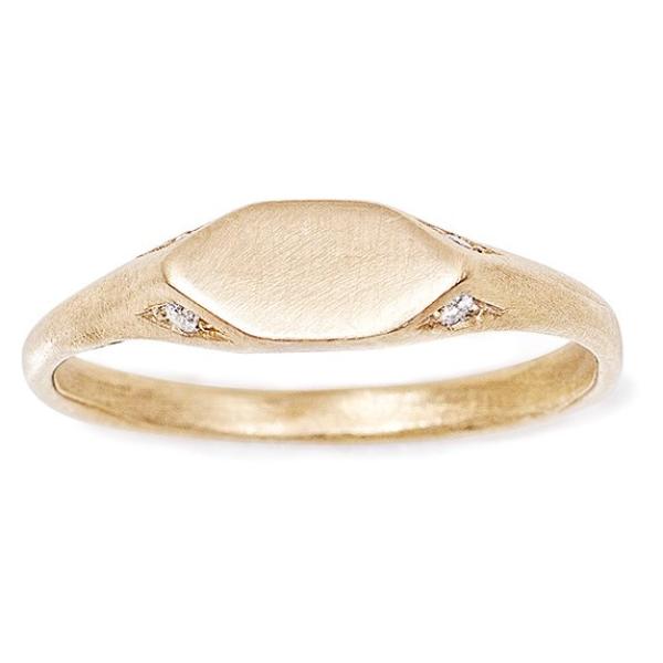 14kt gold signet pinky ring with 4 diamonds 