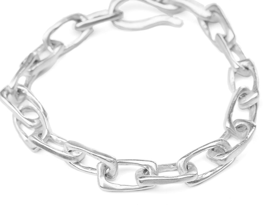 Handcrafted sterling silver heavy square chain bracelet