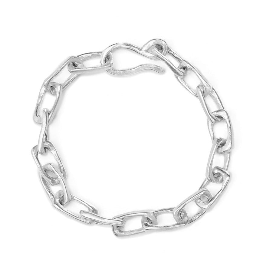Square paperclip chain sterling silver bracelet handmade.