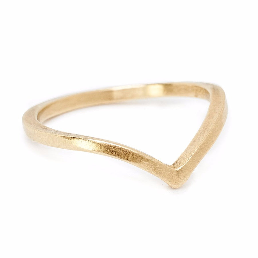 14kt recycled gold Arc band. Curved wedding band handmade in Brooklyn NY Sustainable jewelry 