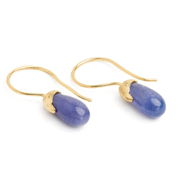 Tanzanite drop earrings in 14kt yellow gold simple drop earrings