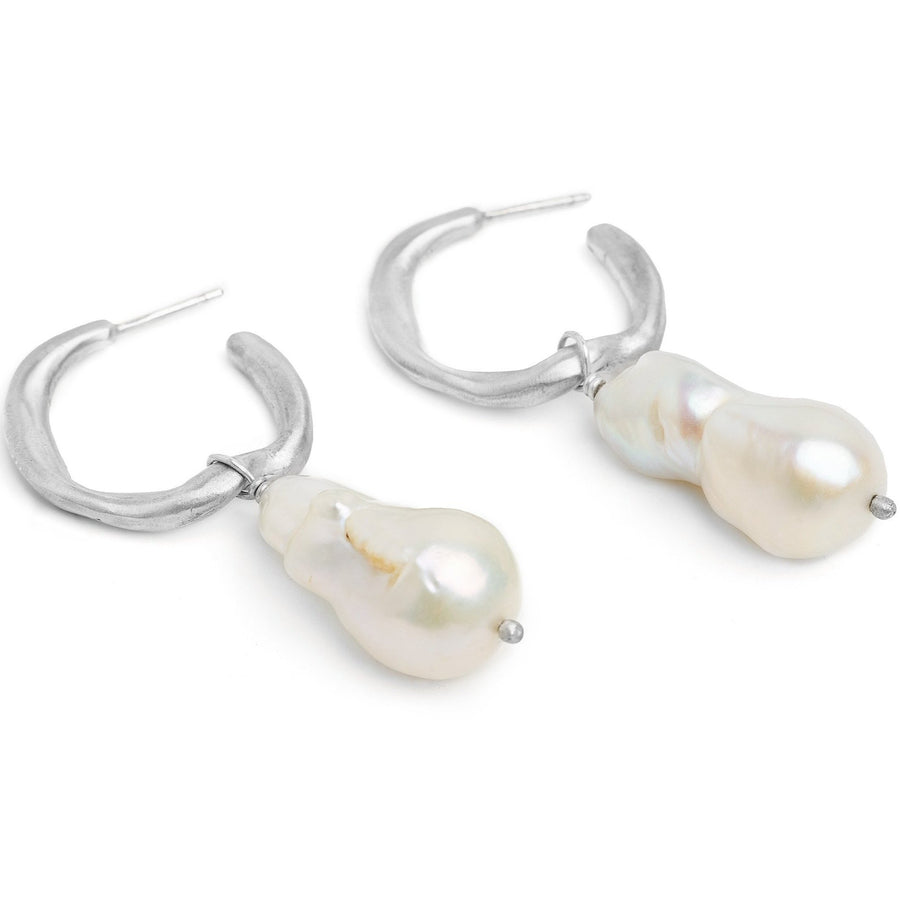 Baby Cobra Hoops with Jumbo Pearl Drops