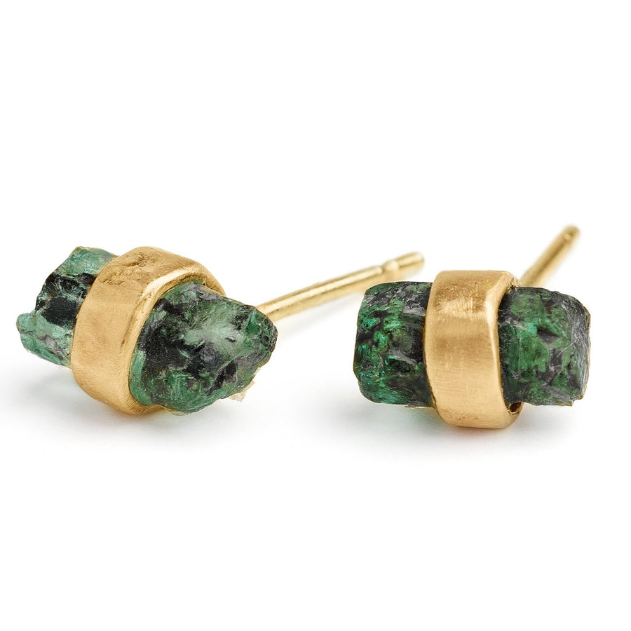 Raw Emerald Earrings