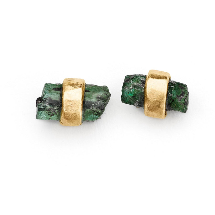 Raw Emerald Earrings