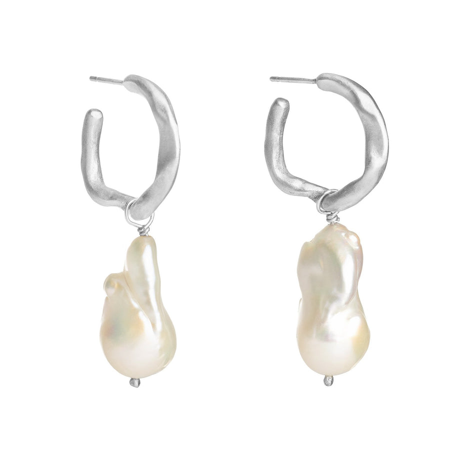 Baby Cobra Hoops with Jumbo Pearl Drops