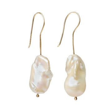 Large Baroque white pearl earrings on 14kt gold earwire