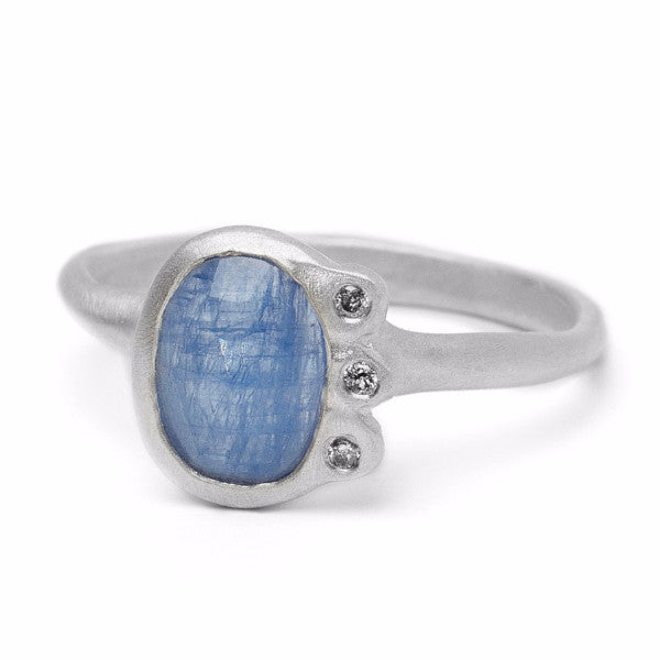 Eloise Ring with rustic sapphire and grey diamonds
