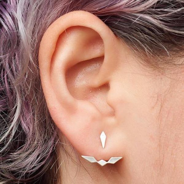 delicate armor, earjacket earrings, silver earrings