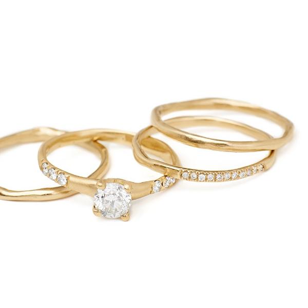 textured thin gold bands 14kt gold with diamonds 