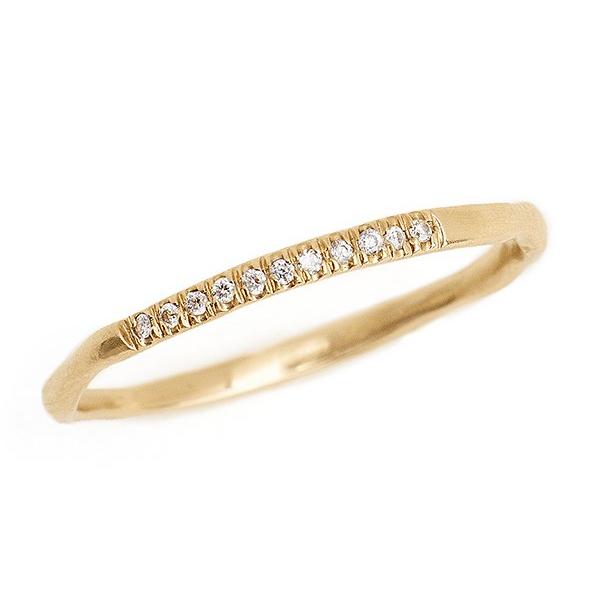 delicate 14kt gold 1.5mm band with pave diamonds 