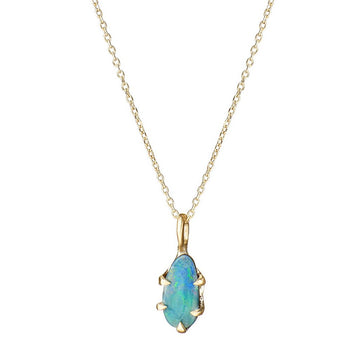 Pear bolder opal necklace 14kt solid gold 