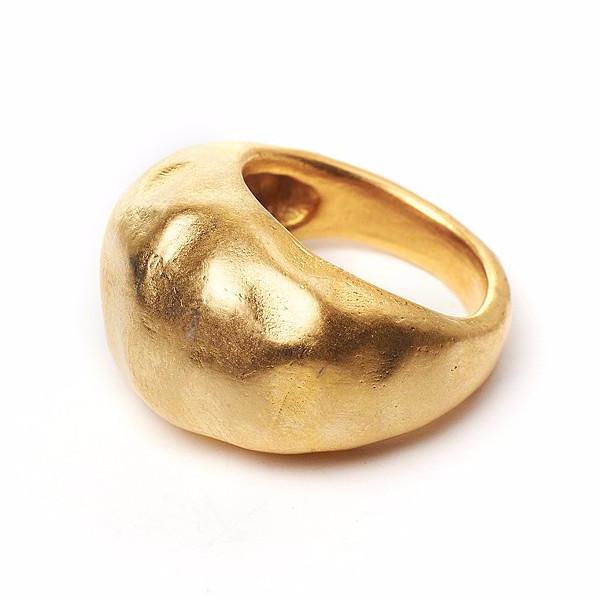 Large 14kt Gold bubble ring soft hammered texture 
