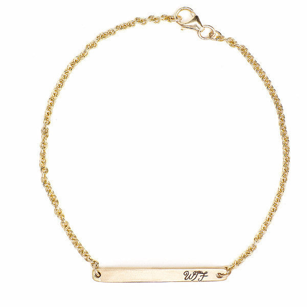 Custom gold ID bracelet WTF or your initials