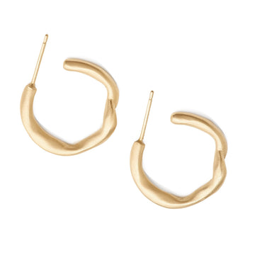 Perfect everyday gold hoops. 18kt gold vermeil with a twist small thick hoops