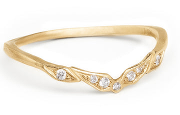 14kt gold wreath diamond band V shaped wedding band