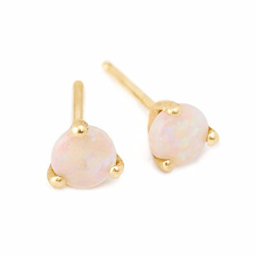 round white opal 14kt gold studs delicate earrings