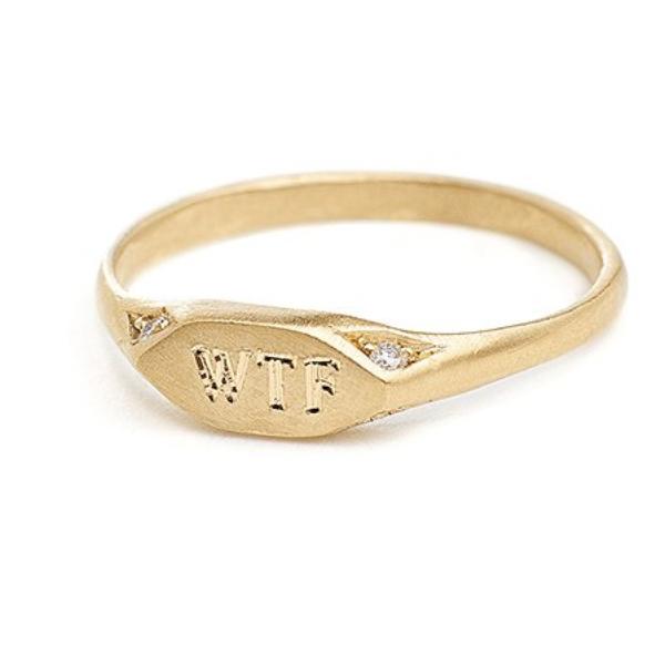 gold signet pinky ring with diamonds free engraving wear your mantra