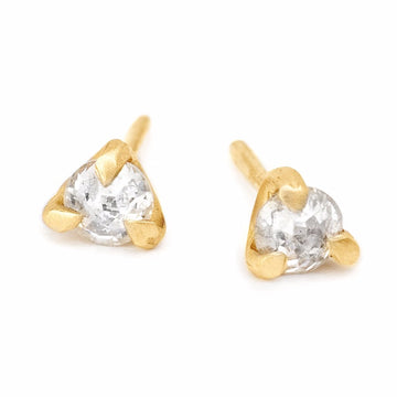 rose cut white diamond delicate tiny stud earrings