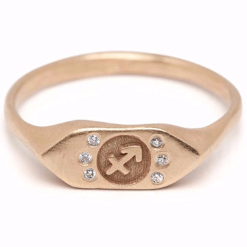 Diamond Zodiac Signet Ring