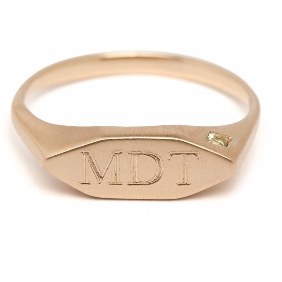 14kt gold unisex signet ring, free custom engraving 