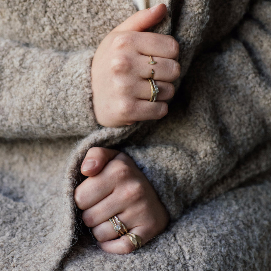 stacking rings, Delicate rings, diamond hammered rings, organic rings, gold rings, silver hammered rings