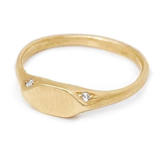 gold signet pinky ring with diamonds free engraving wear your mantra